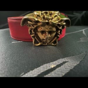 Word men’s red Versace belt